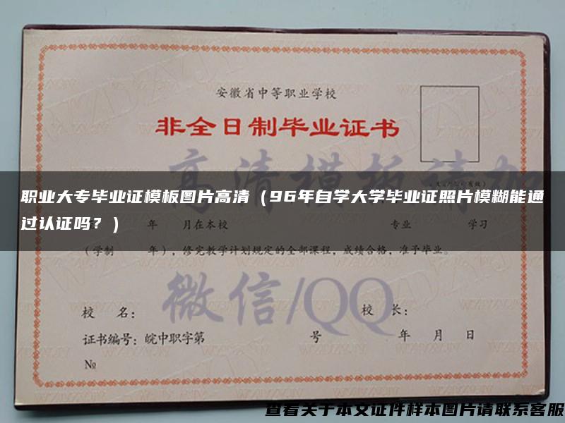 职业大专毕业证模板图片高清（96年自学大学毕业证照片模糊能通过认证吗？）