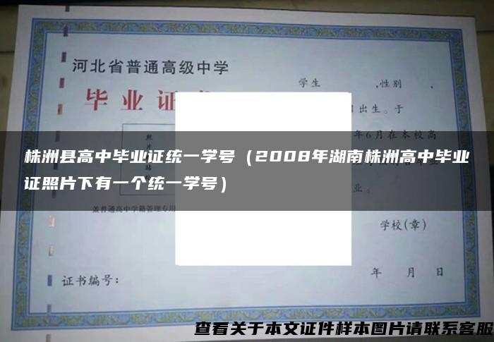 株洲县高中毕业证统一学号（2008年湖南株洲高中毕业证照片下有一个统一学号）