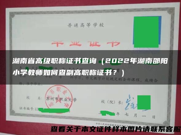 湖南省高级职称证书查询（2022年湖南邵阳小学教师如何查副高职称证书？）