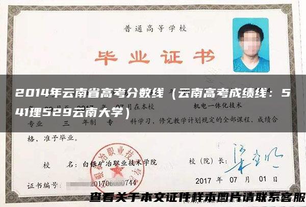 2014年云南省高考分数线（云南高考成绩线：541理529云南大学）