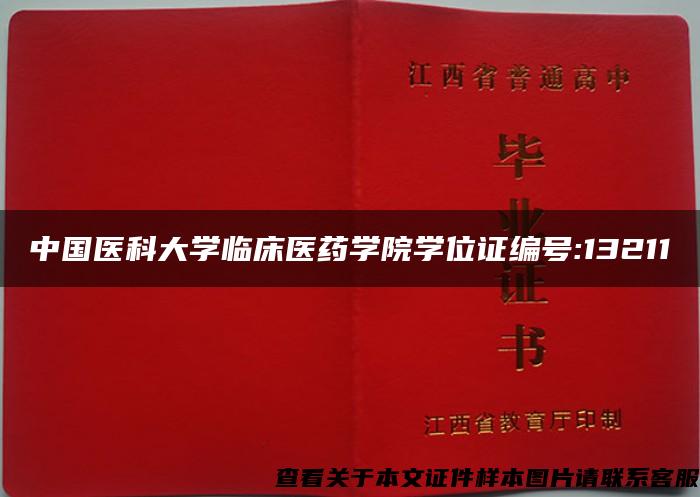 中国医科大学临床医药学院学位证编号:13211