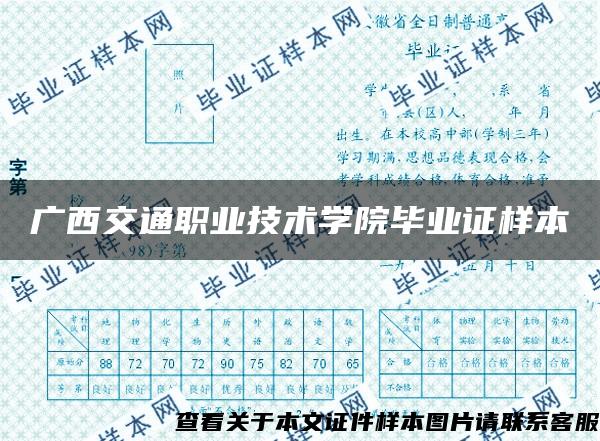 广西交通职业技术学院毕业证样本