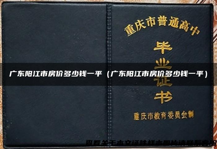 广东阳江市房价多少钱一平（广东阳江市房价多少钱一平）