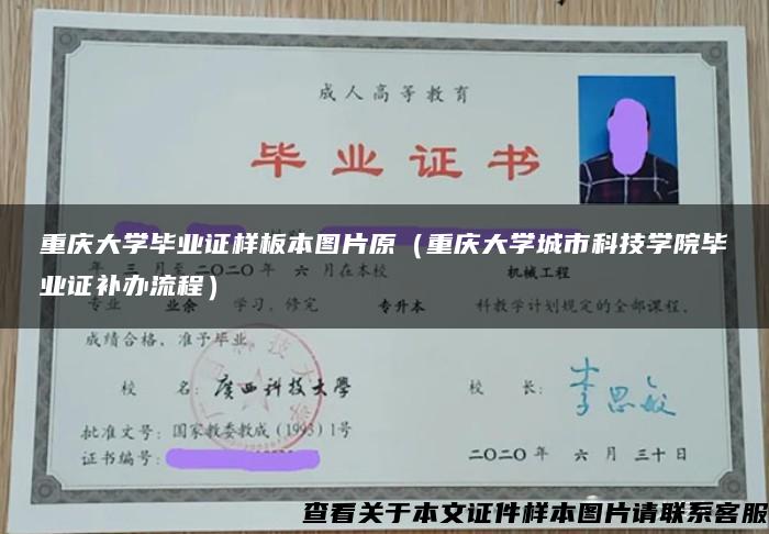 重庆大学毕业证样板本图片原（重庆大学城市科技学院毕业证补办流程）