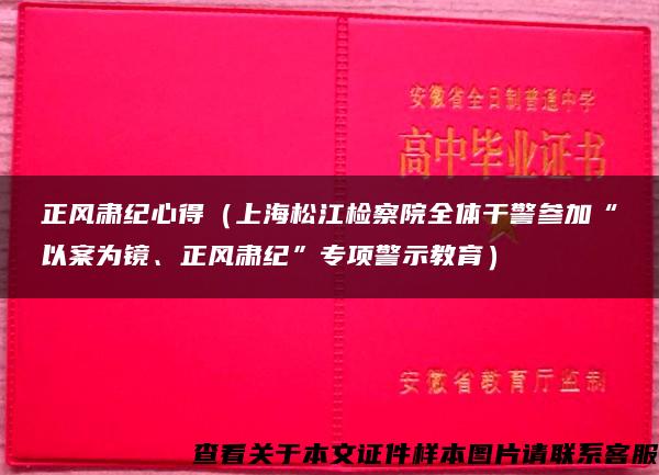 正风肃纪心得(上海松江检察院全体干警参加“以案为镜、正风肃纪”专项警示教育) 正风肃纪心得(上海松江检察院全体干警参加“以案为镜、正风肃纪”专项警示教育)