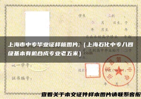上海市中专毕业证样板图片;（上海石化中专八四级基本有机合成专业老五米）