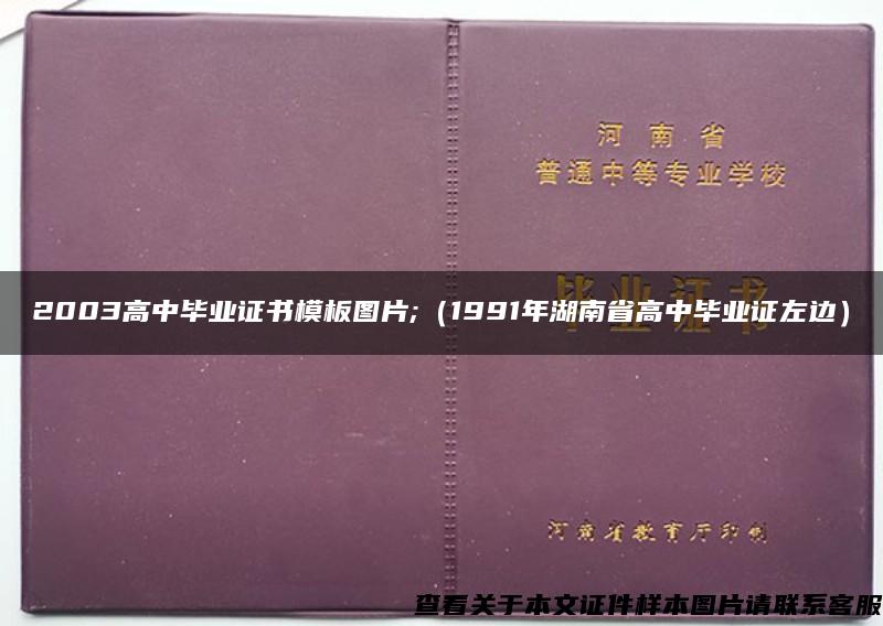 2003高中毕业证书模板图片;（1991年湖南省高中毕业证左边）