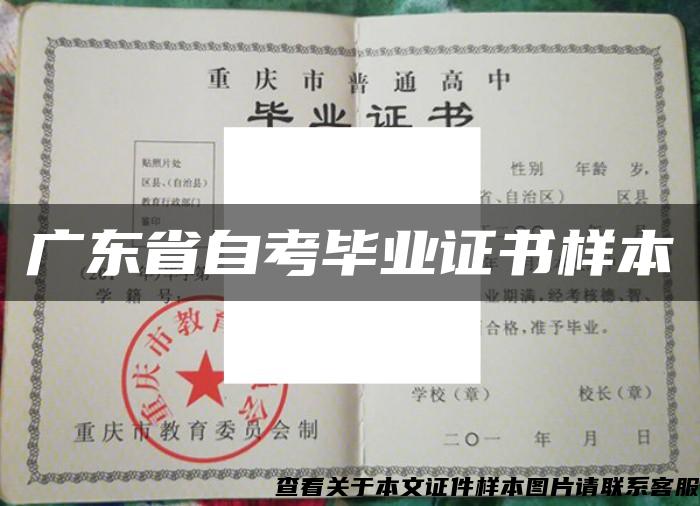 广东省自考毕业证书样本