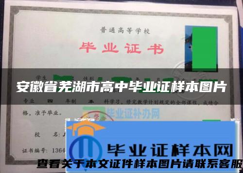 安徽省芜湖市高中毕业证样本图片