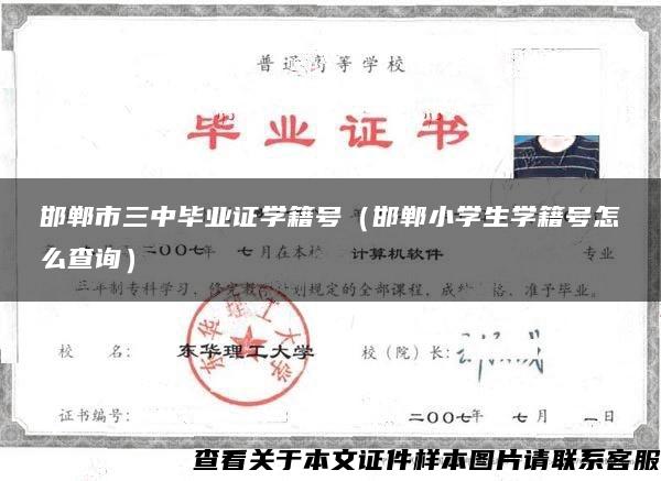 邯郸市三中毕业证学籍号（邯郸小学生学籍号怎么查询）