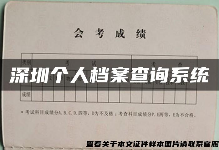 深圳个人档案查询系统