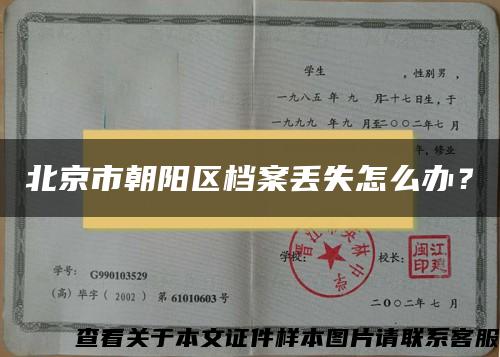 北京市朝阳区档案丢失怎么办？