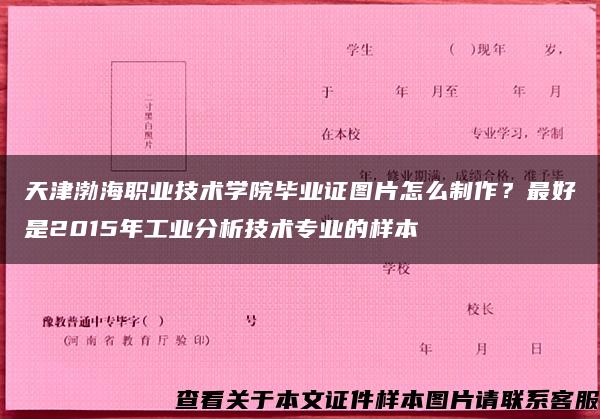 天津渤海职业技术学院毕业证图片怎么制作？最好是2015年工业分析技术专业的样本