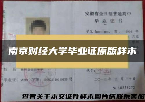 南京财经大学毕业证原版样本