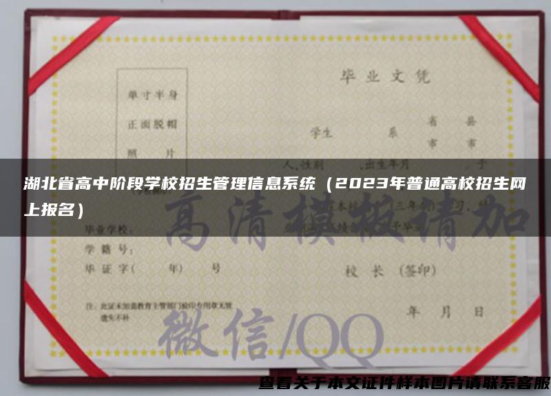 湖北省高中阶段学校招生管理信息系统（2023年普通高校招生网上报名）