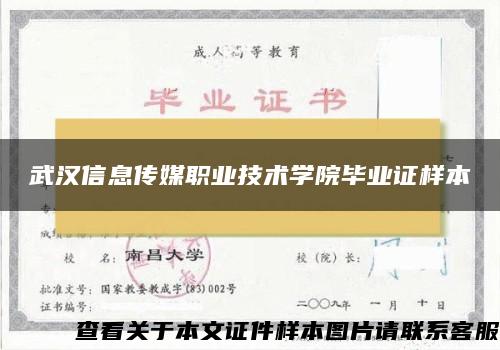 武汉信息传媒职业技术学院毕业证样本