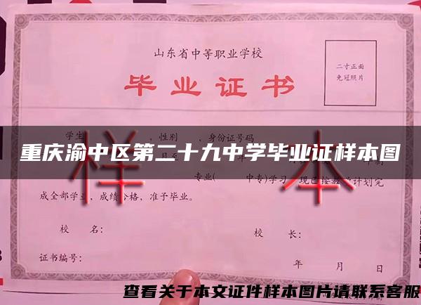 重庆渝中区第二十九中学毕业证样本图