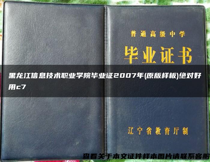 黑龙江信息技术职业学院毕业证2007年(原版样板)绝对好用c7