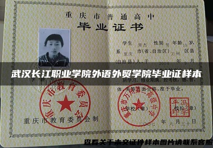 武汉长江职业学院外语外贸学院毕业证样本