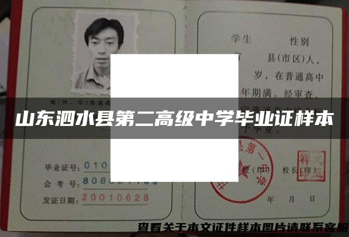 山东泗水县第二高级中学毕业证样本