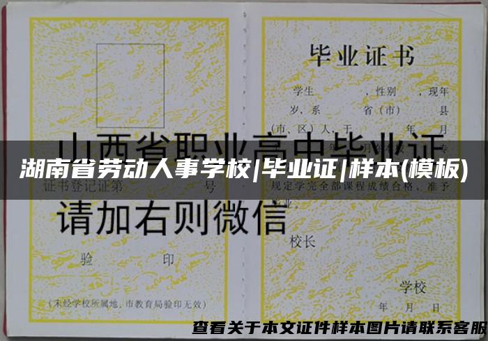 湖南省劳动人事学校|毕业证|样本(模板)
