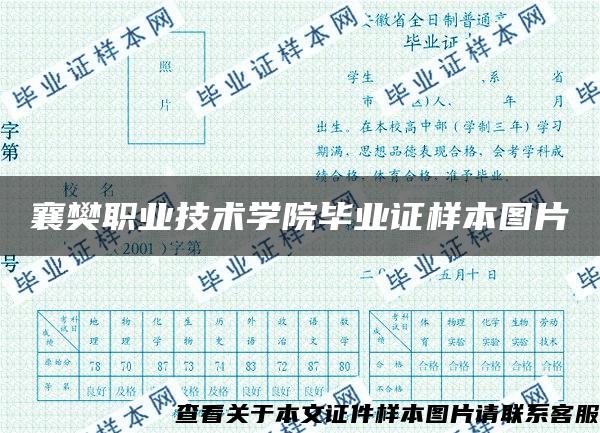 襄樊职业技术学院毕业证样本图片