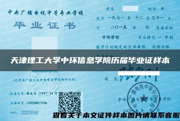 天津理工大学中环信息学院历届毕业证样本