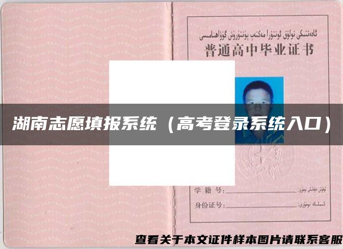 湖南志愿填报系统（高考登录系统入口）