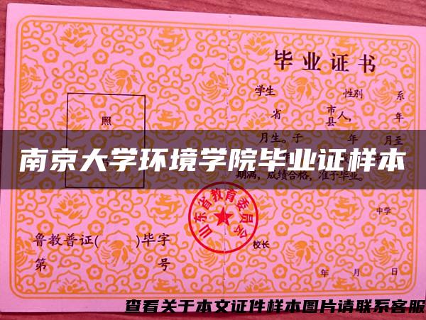 南京大学环境学院毕业证样本