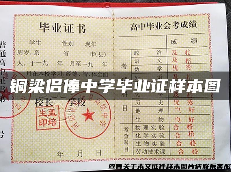 铜梁侣俸中学毕业证样本图