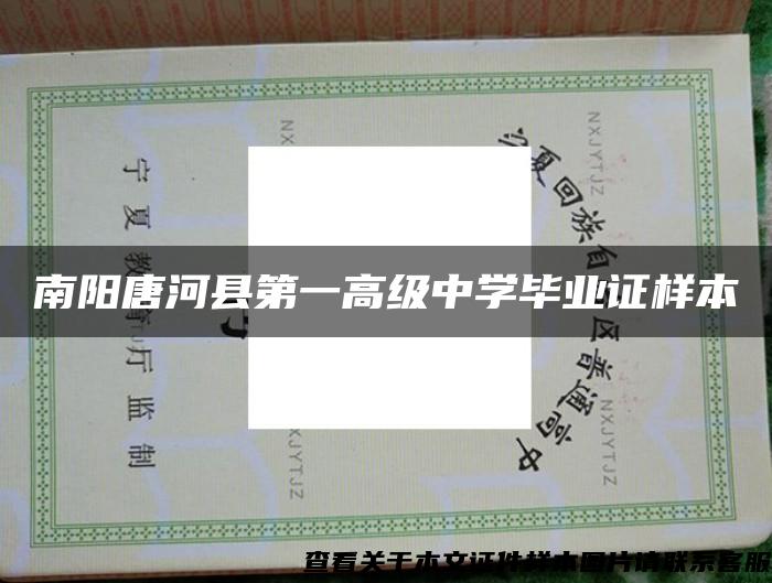 南阳唐河县第一高级中学毕业证样本