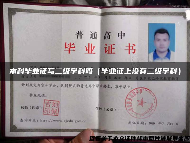 本科毕业证写二级学科吗（毕业证上没有二级学科）