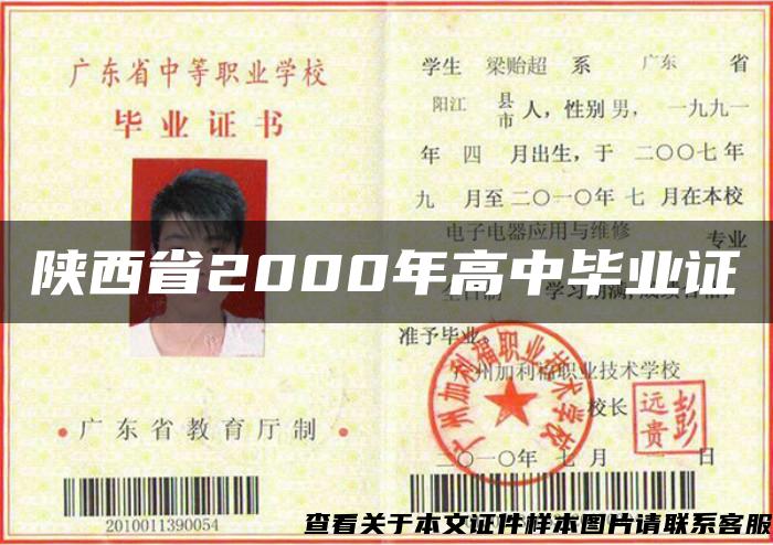 陕西省2000年高中毕业证