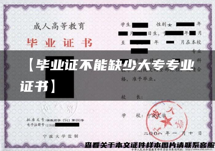 【毕业证不能缺少大专专业证书】