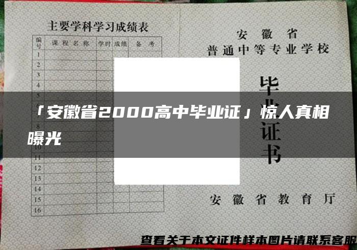 「安徽省2000高中毕业证」惊人真相曝光