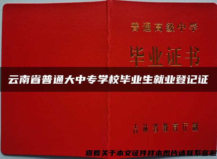 云南省普通大中专学校毕业生就业登记证