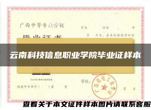 云南科技信息职业学院毕业证样本