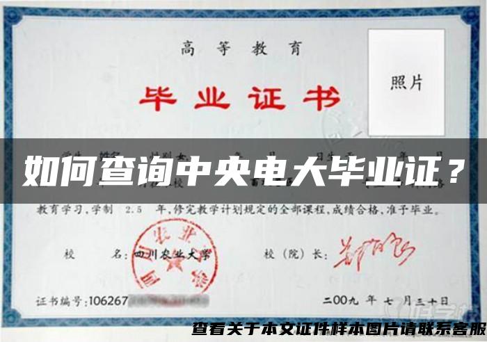 如何查询中央电大毕业证？