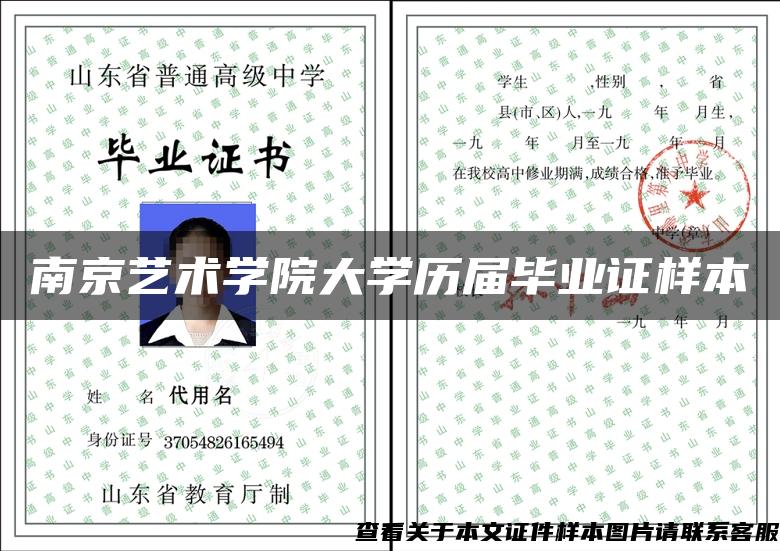 南京艺术学院大学历届毕业证样本