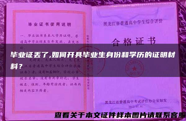 毕业证丢了,如何开具毕业生身份和学历的证明材料？