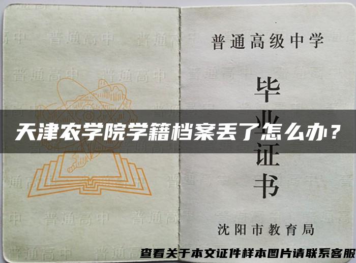 天津农学院学籍档案丢了怎么办？