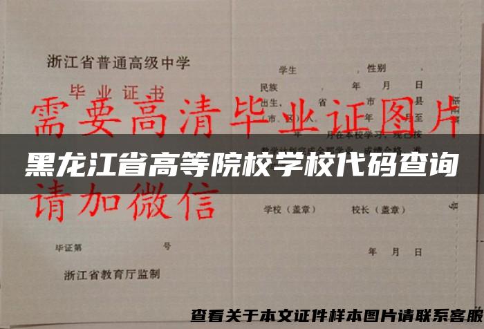 黑龙江省高等院校学校代码查询