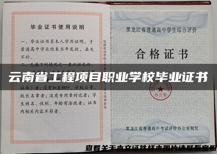 云南省工程项目职业学校毕业证书