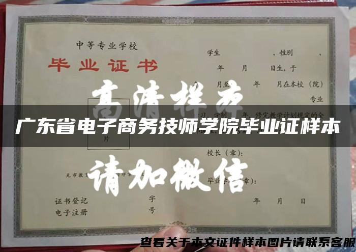 广东省电子商务技师学院毕业证样本