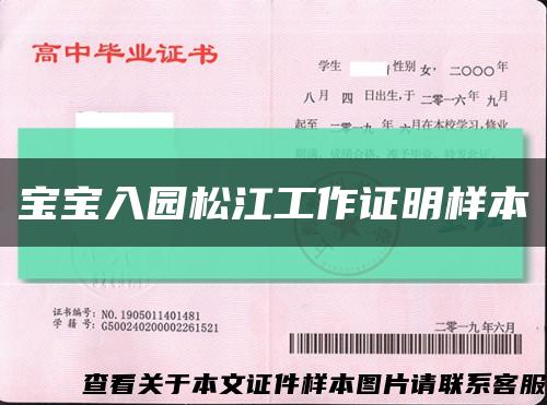 宝宝入园松江工作证明样本缩略图