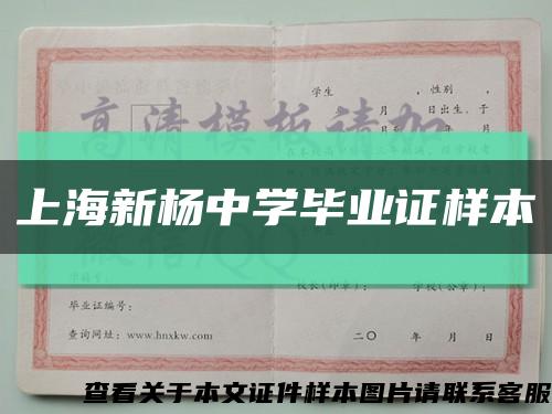 上海新杨中学毕业证样本缩略图