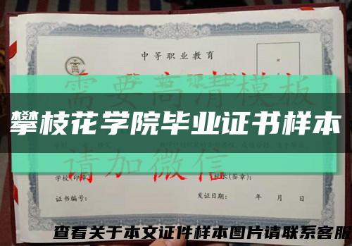 攀枝花学院毕业证书样本缩略图