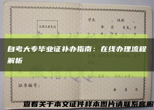 自考大专毕业证补办指南：在线办理流程解析缩略图
