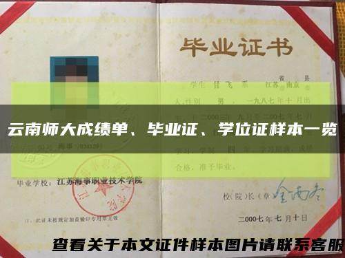 云南师大成绩单、毕业证、学位证样本一览缩略图