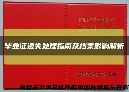 毕业证遗失处理指南及档案影响解析缩略图